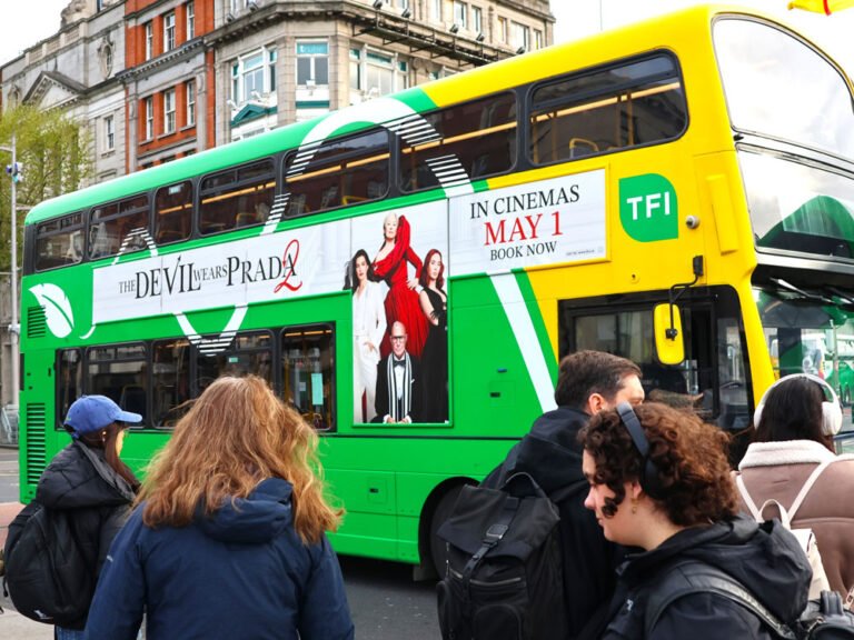 Outdoor movie trailer advertising captivates city audiences