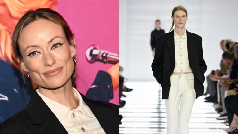Olivia wilde prada denim look steals the movie premiere spotlight