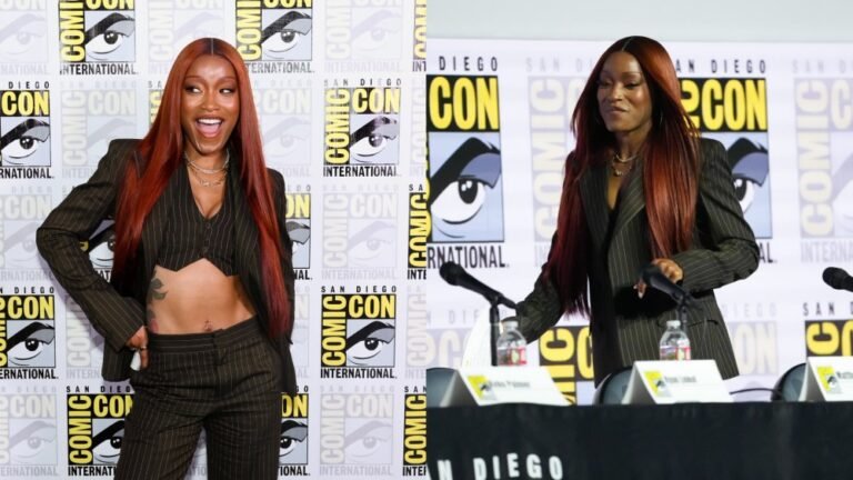 Keke Palmer pinstripe suit steals the show at comic-con