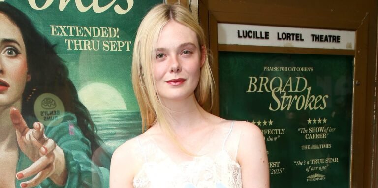 Elle fanning babydoll dress over pants nails the tricky trend
