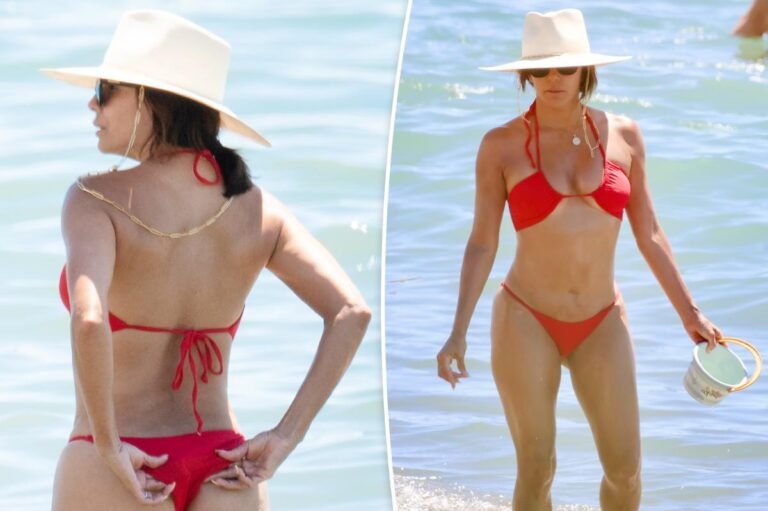 Eva longoria red bikini moment turns heads at 51